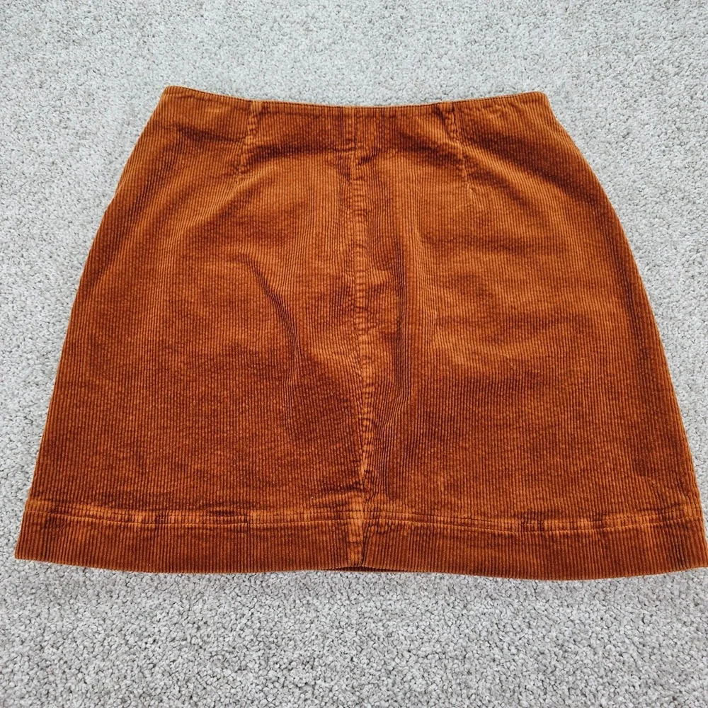 Free‎ Assembly Corduroy A-Line Mini Skirt Rust Orange Side Zip Pockets Size M